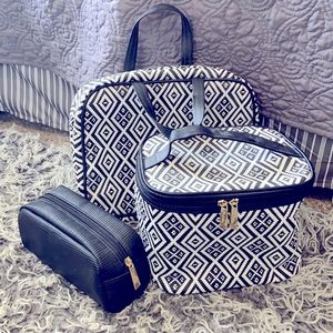 Modella Black and White Weekender Cosmetic Bags